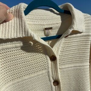 NWT S/P Magaschoni Cream Button-Up Cardigan Sweater $348 new 100% Cotton